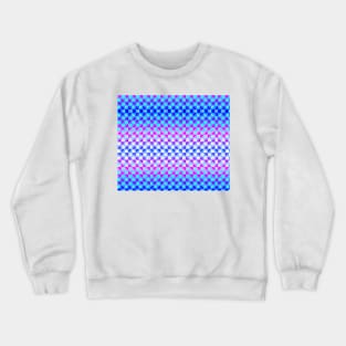 Pink and Blue Holographic Checkered Pattern Crewneck Sweatshirt